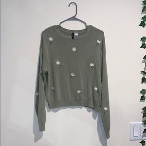Olive Green Daisy Sweater